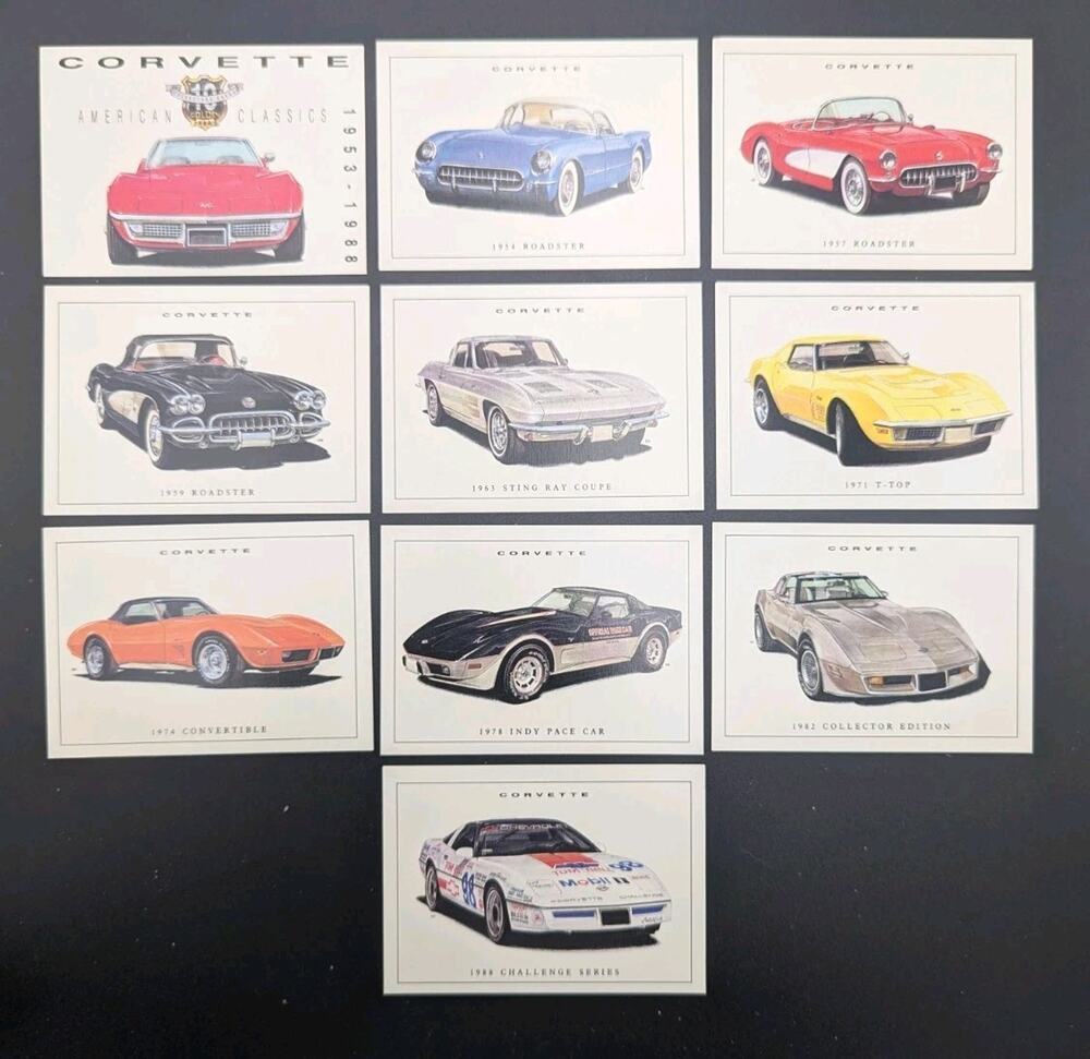 Corvette 1953-1988 American Classics 10 Collectors Card Set Golden Era